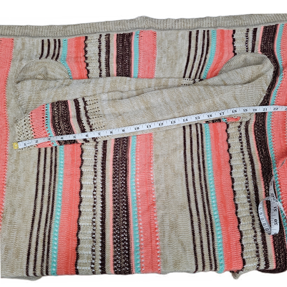 Eyeshadow Multicolor Striped Women's Poncho Open Front Patterned Cardigan - Picture 9 of 12